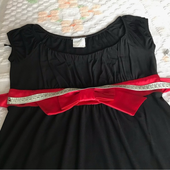 Vintage 90s black red stretchy peasant style top cocktail dress - Picture 9 of 11